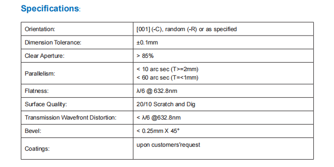 CaF2 Specifications